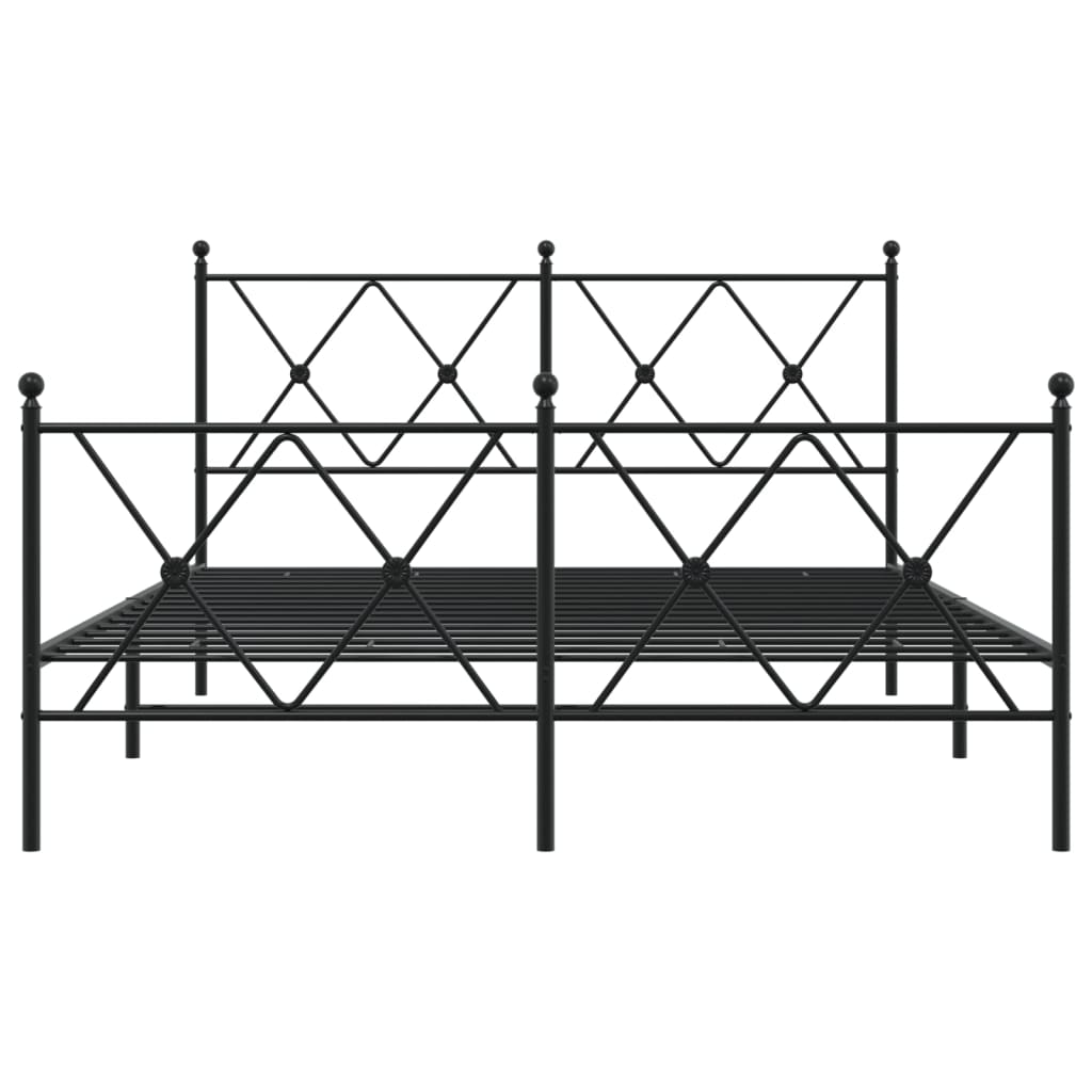 vidaXL Bedframe met hoofd- en voeteneinde metaal zwart 140x190 cm, foto 4