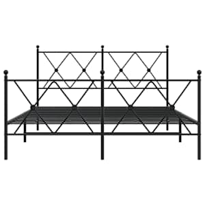 Kovový rám postele s hlavovým a nožním čelem černý 140 x 190 cm - obrázek 4