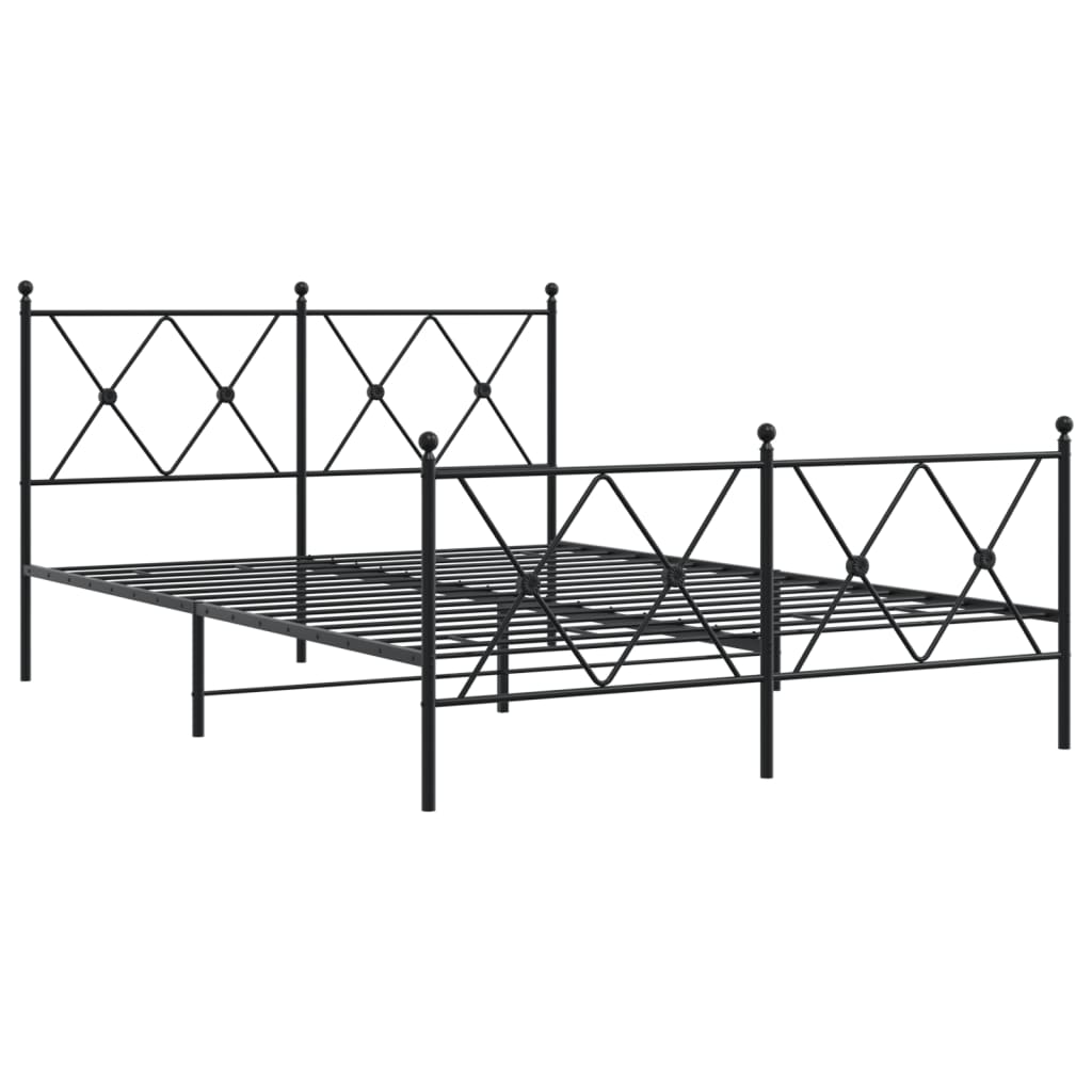 vidaXL Bedframe met hoofd- en voeteneinde metaal zwart 140x200 cm, foto 2