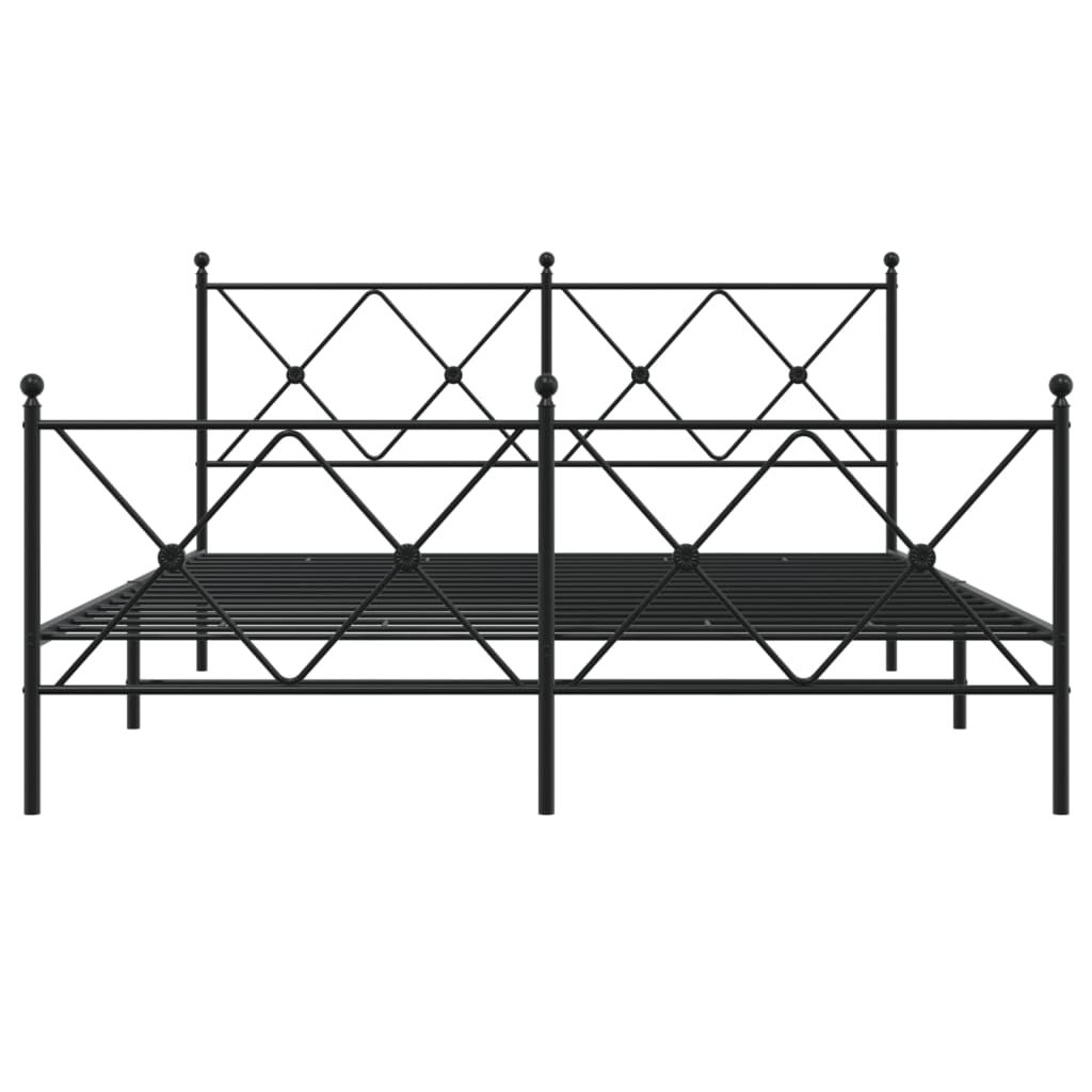 vidaXL Bedframe met hoofd- en voeteneinde metaal zwart 150x200 cm, foto 4