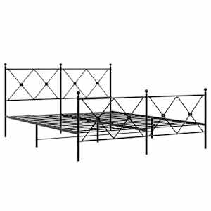 Kovový rám postele s hlavovým a nožním čelem černý 150 x 200 cm - obrázek 3