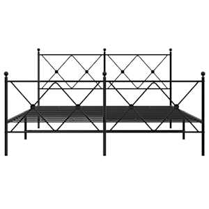 Kovový rám postele s hlavovým a nožním čelem černý 150 x 200 cm - obrázek 4