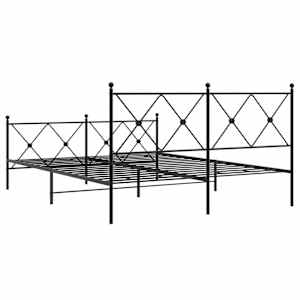 Kovový rám postele s hlavovým a nožním čelem černý 150 x 200 cm - obrázek 6