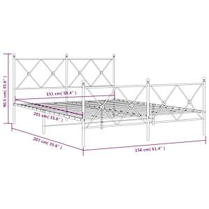 Kovový rám postele s hlavovým a nožním čelem černý 150 x 200 cm - obrázek 8