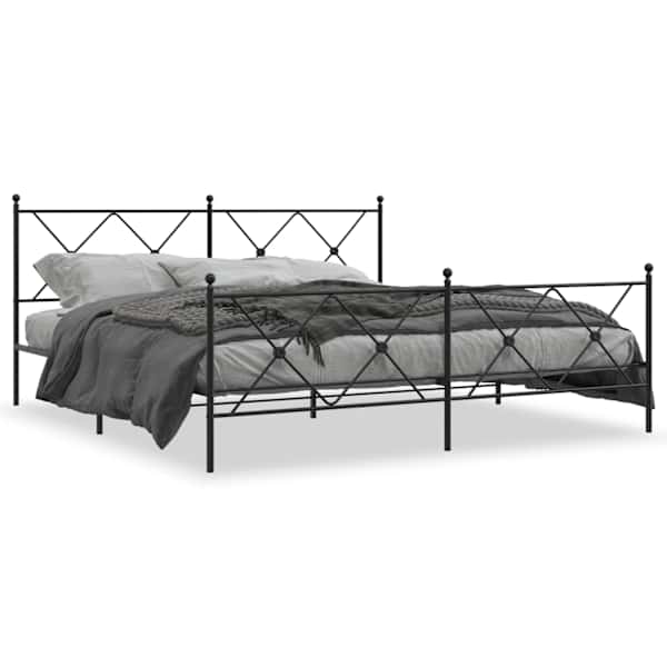 vidaXL metallist voodiraam peatsi ja jalutsiga, must, 183x213 cm