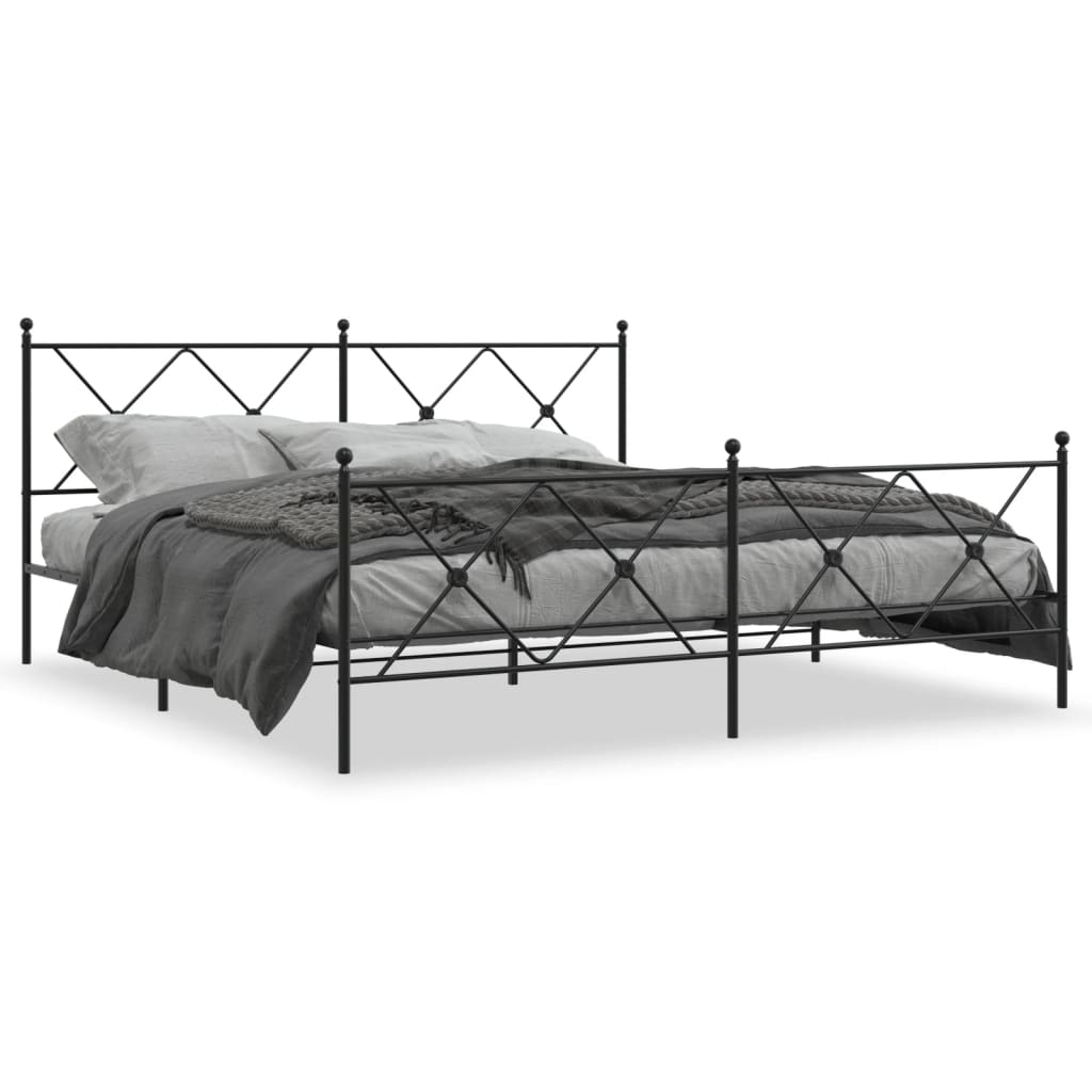 vidaXL Bedframe met hoofd- en voeteneinde metaal zwart 183x213 cm, foto 3