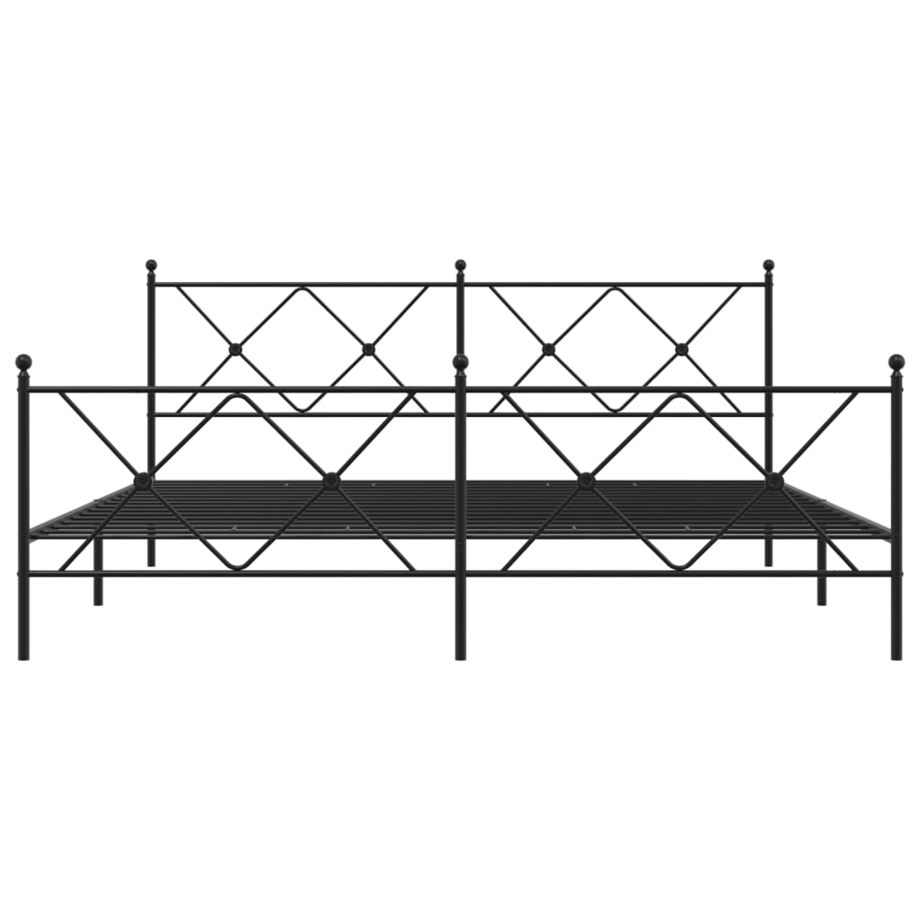 vidaXL Bedframe met hoofd- en voeteneinde metaal zwart 183x213 cm, foto 4