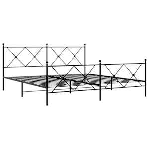 Kovový rám postele s hlavovým a nožním čelem černý 183 x 213 cm - obrázek 3
