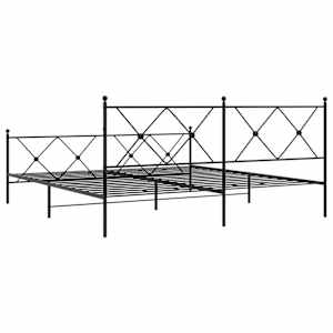 Kovový rám postele s hlavovým a nožním čelem černý 183 x 213 cm - obrázek 6