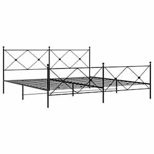 Kovový rám postele s hlavovým a nožním čelem černý 193 x 203 cm - obrázek 3