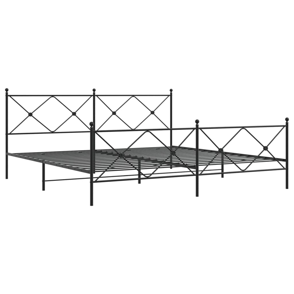 vidaXL Bedframe met hoofd- en voeteneinde metaal zwart 200x200 cm afbeelding
