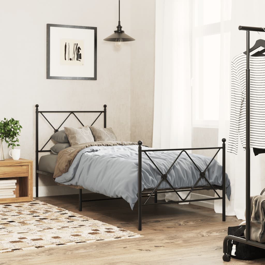 vidaXL Metallinen sängynpääty musta 75 cm