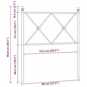 Kovové náhradní čelo postele černé 75 cm - obrázek 6