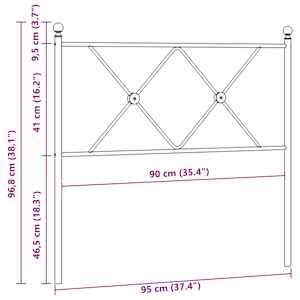 Kovové náhradní čelo postele černé 90 cm - obrázek 6