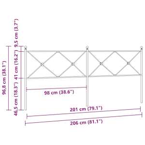 Kovové náhradní čelo postele černé 200 cm - obrázek 6