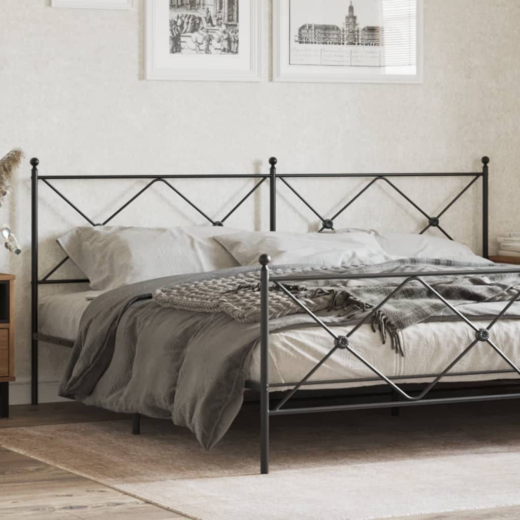 vidaXL Tăblie de pat metalică, negru, 200 cm
