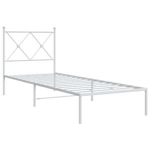 Kovový rám postele bez matrace s čelem bílý 75 x 190 cm - obrázek 3