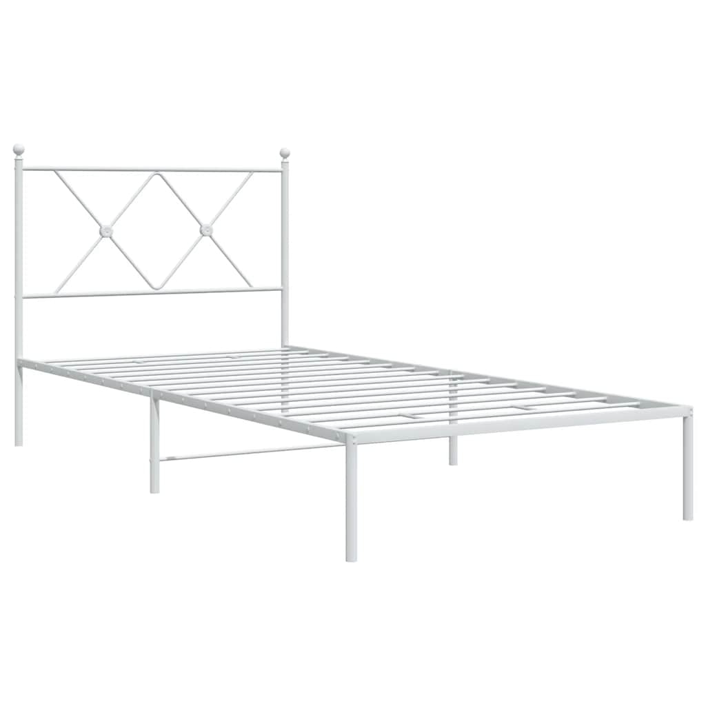 vidaXL Bedframe met hoofdbord metaal wit 90x190 cm, foto 2