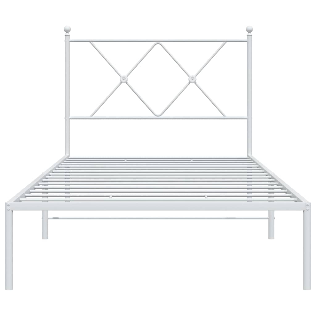 vidaXL Bedframe met hoofdbord metaal wit 90x190 cm, foto 4