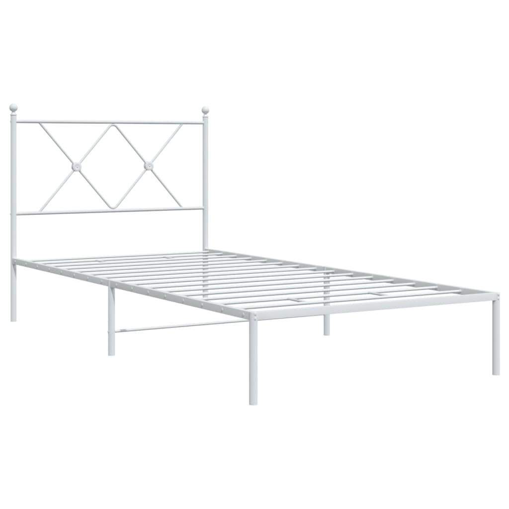 vidaXL Bedframe met hoofdbord metaal wit 90x200 cm afbeelding