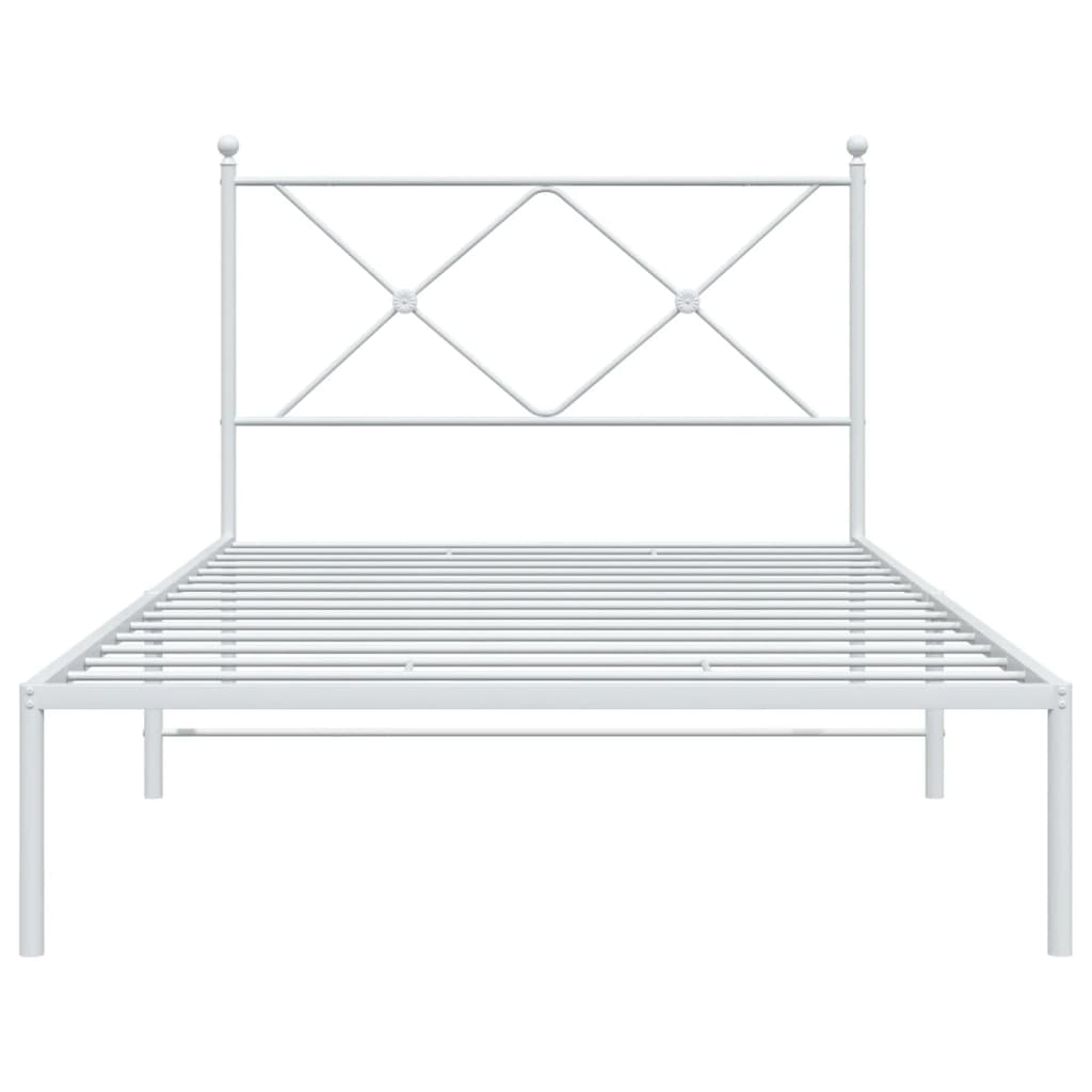 vidaXL Bedframe met hoofdbord metaal wit 100x200 cm, foto 4