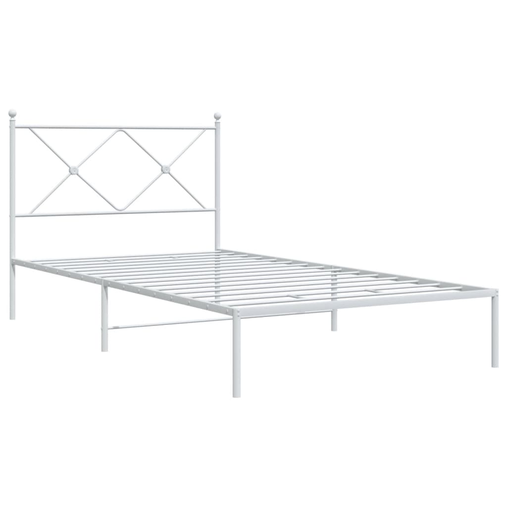vidaXL Bedframe met hoofdbord metaal wit 107x203 cm afbeelding