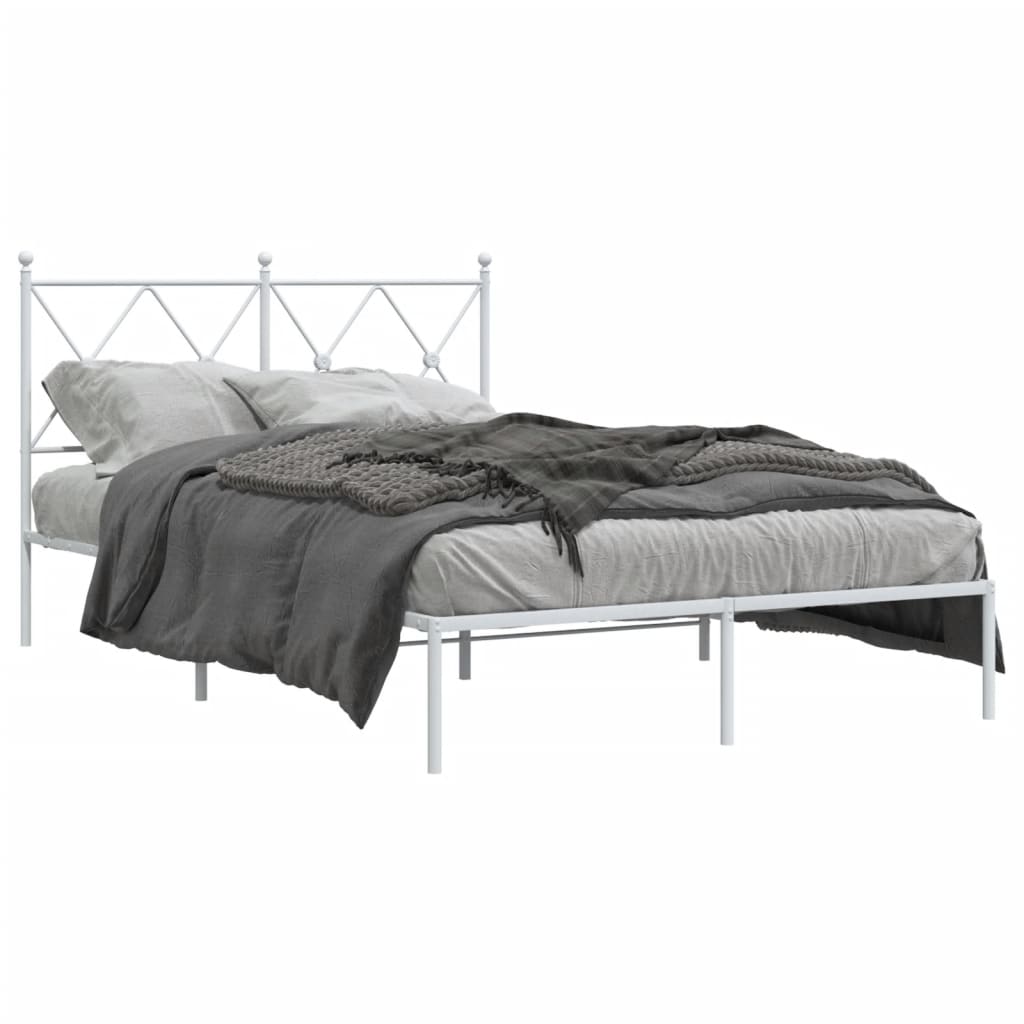 vidaXL Bedframe met hoofdbord metaal wit 120x190 cm, foto 3