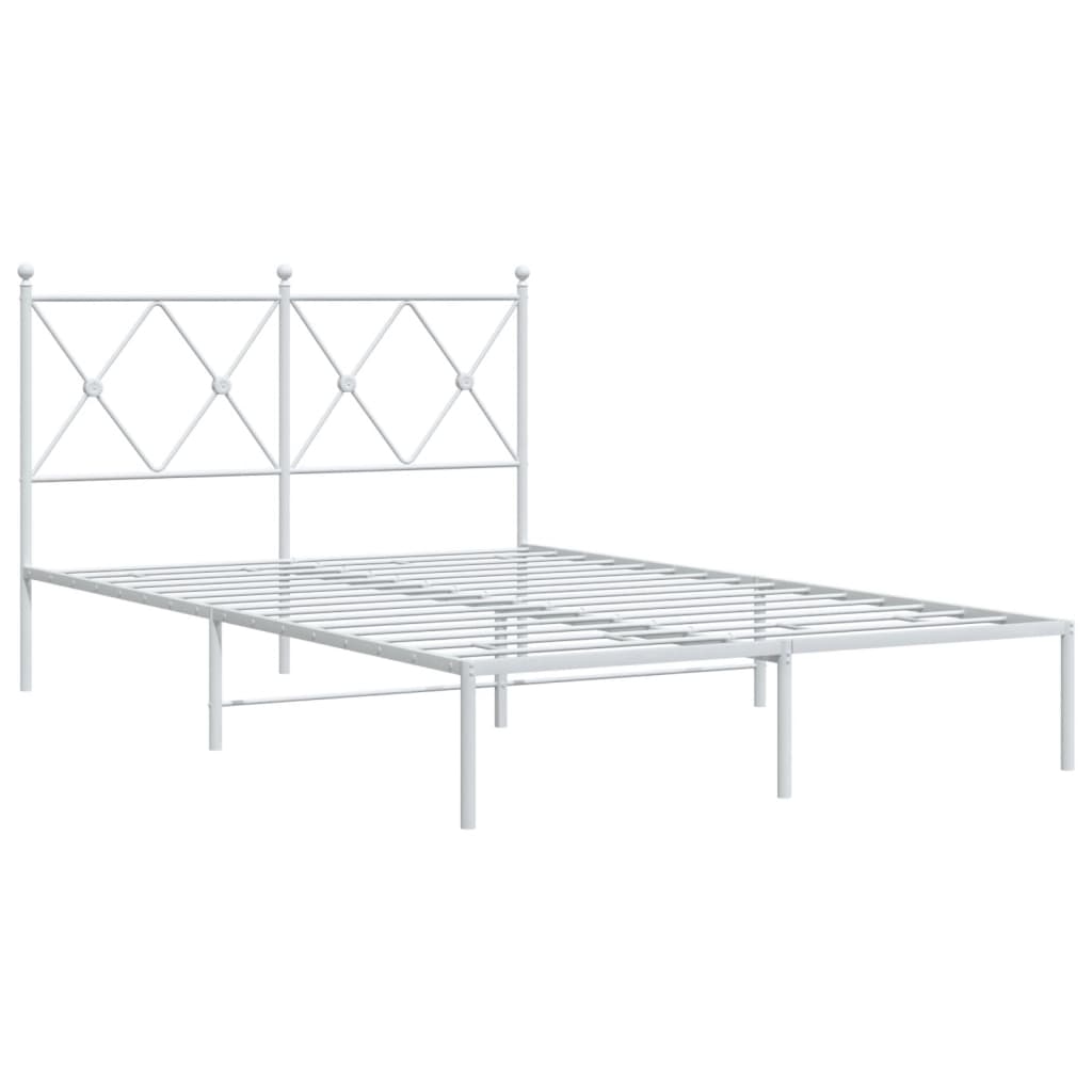 vidaXL Bedframe met hoofdbord metaal wit 120x190 cm, foto 2