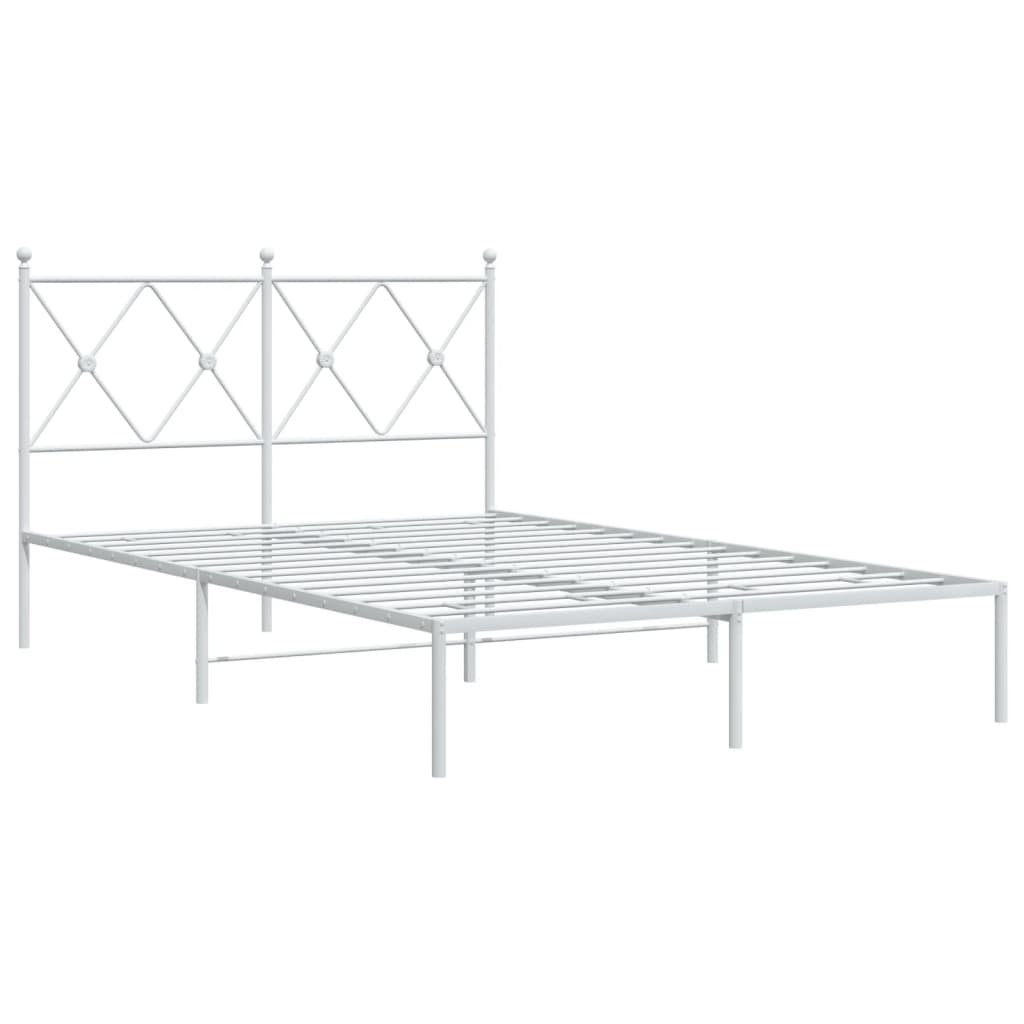 vidaXL Bedframe met hoofdbord metaal wit 120x200 cm afbeelding