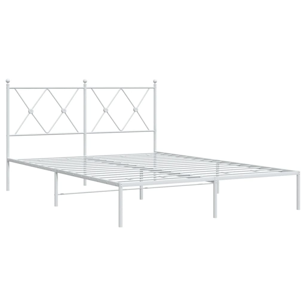 vidaXL Bedframe met hoofdbord metaal wit 135x190 cm afbeelding