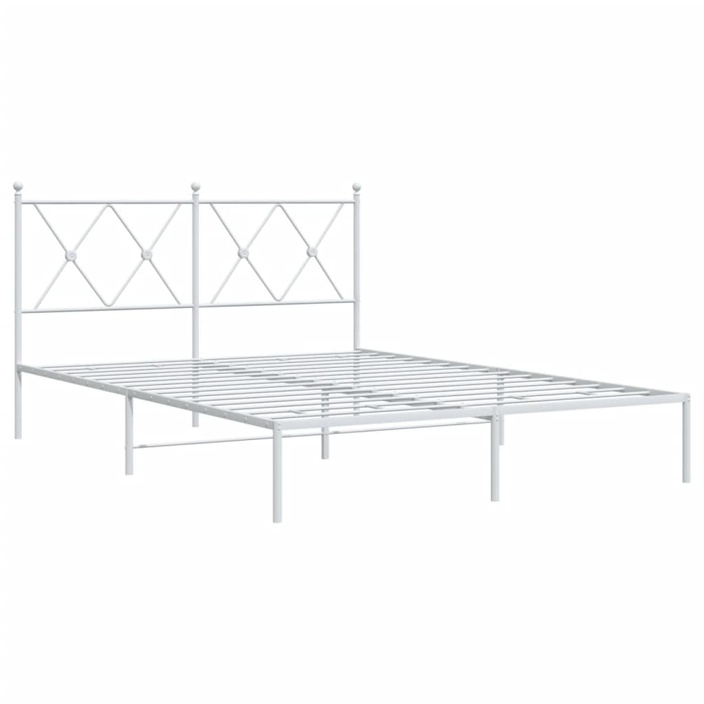 vidaXL Bedframe met hoofdbord metaal wit 140x190 cm afbeelding