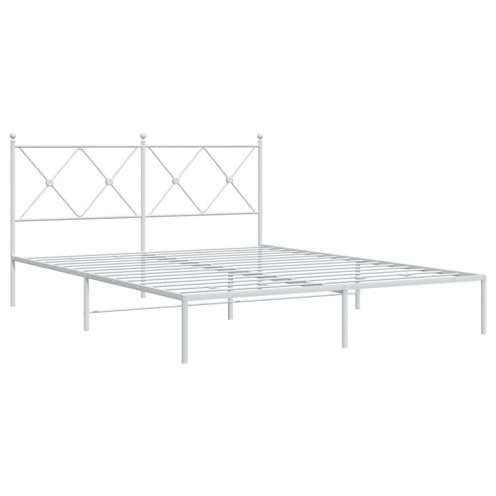 vidaXL Bedframe met hoofdbord metaal wit 150x200 cm afbeelding