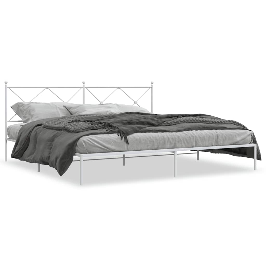 vidaXL Bedframe met hoofdbord metaal wit 193x203 cm, foto 3