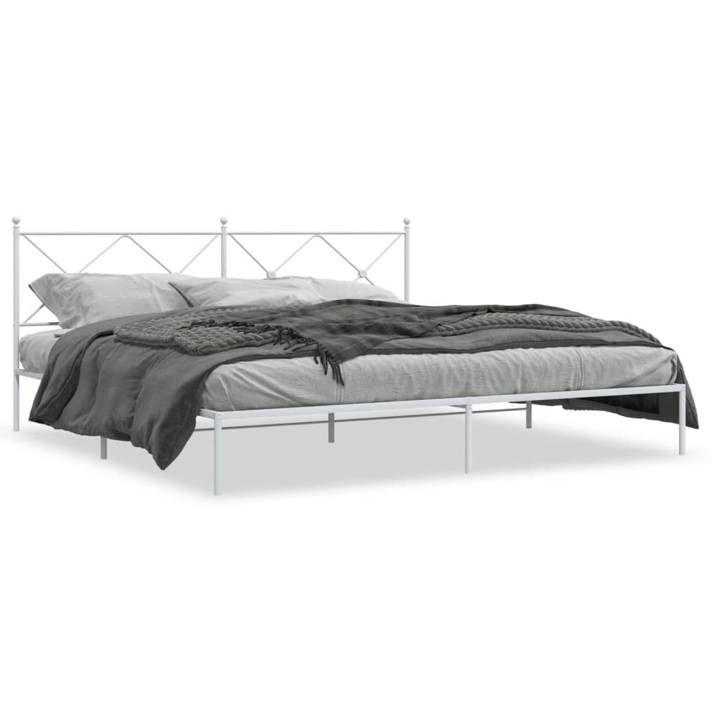 vidaXL Bedframe met hoofdbord metaal wit 200x200 cm, foto 3