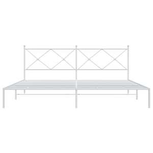 Kovový rám postele s čelem bílý 200 x 200 cm - obrázek 4