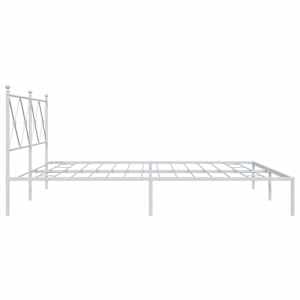 Kovový rám postele s čelem bílý 200 x 200 cm - obrázek 5