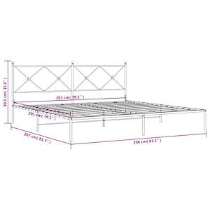 Kovový rám postele s čelem bílý 200 x 200 cm - obrázek 8