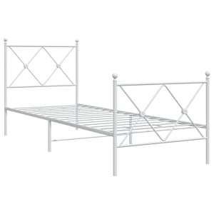 Kovový rám postele s hlavovým a nožním čelem bílý 80 x 200 cm - obrázek 3