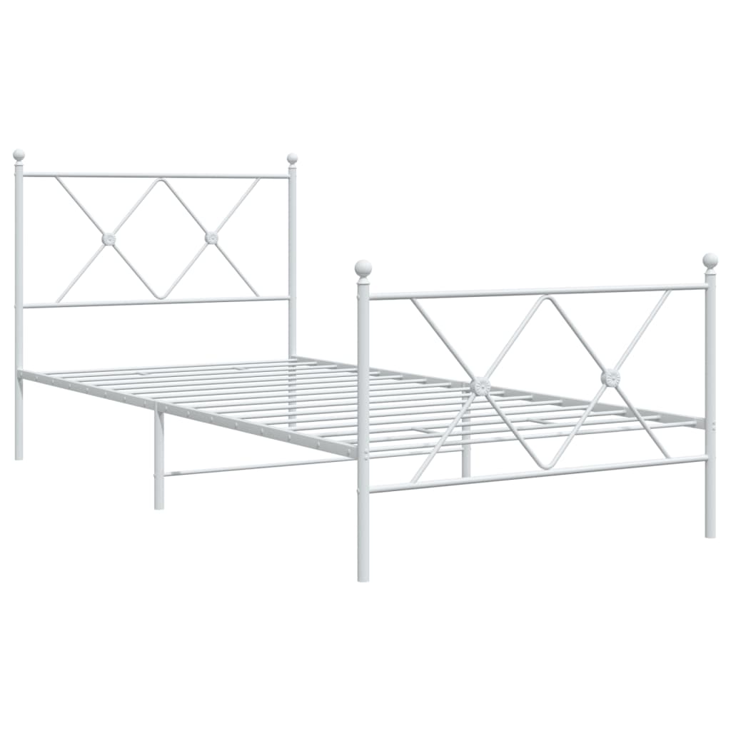 vidaXL Bedframe met hoofd- en voeteneinde metaal wit 90x190 cm afbeelding