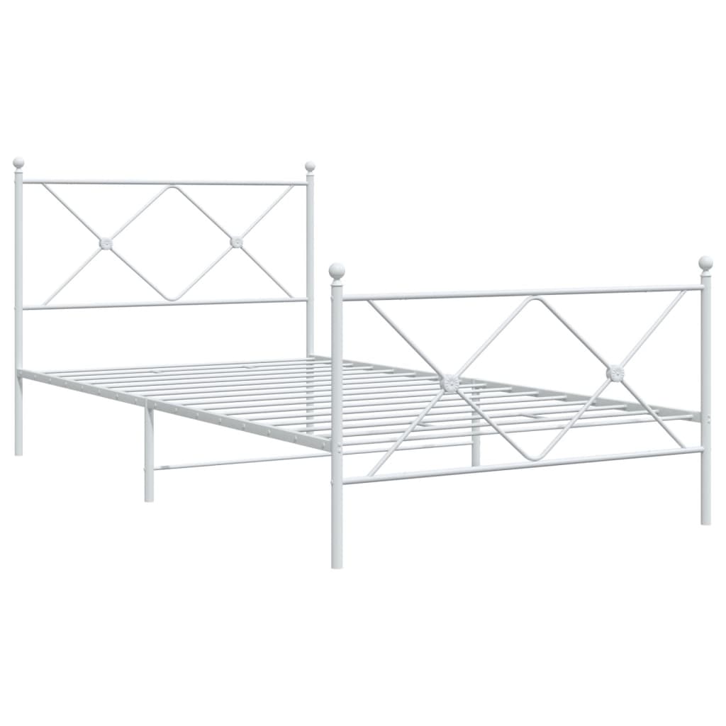 vidaXL Bedframe met hoofd- en voeteneinde metaal wit 107x203 cm afbeelding