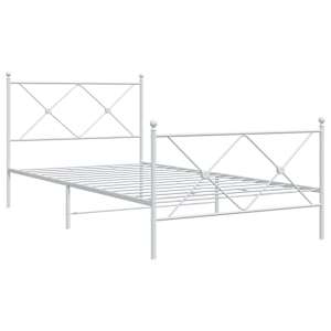 Kovový rám postele s hlavovým a nožním čelem bílý 107 x 203 cm - obrázek 3