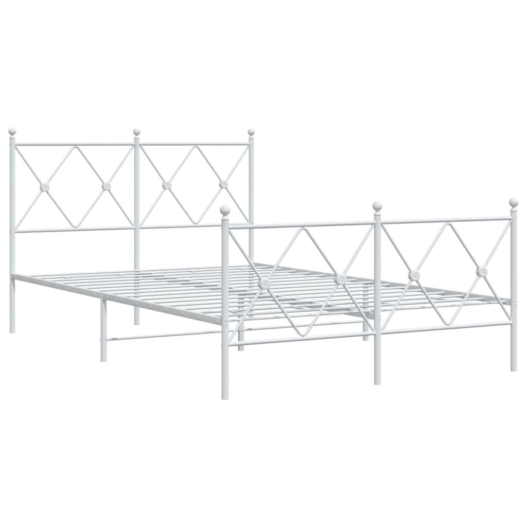 vidaXL Bedframe met hoofd- en voeteneinde metaal wit 120 x 190 cm afbeelding