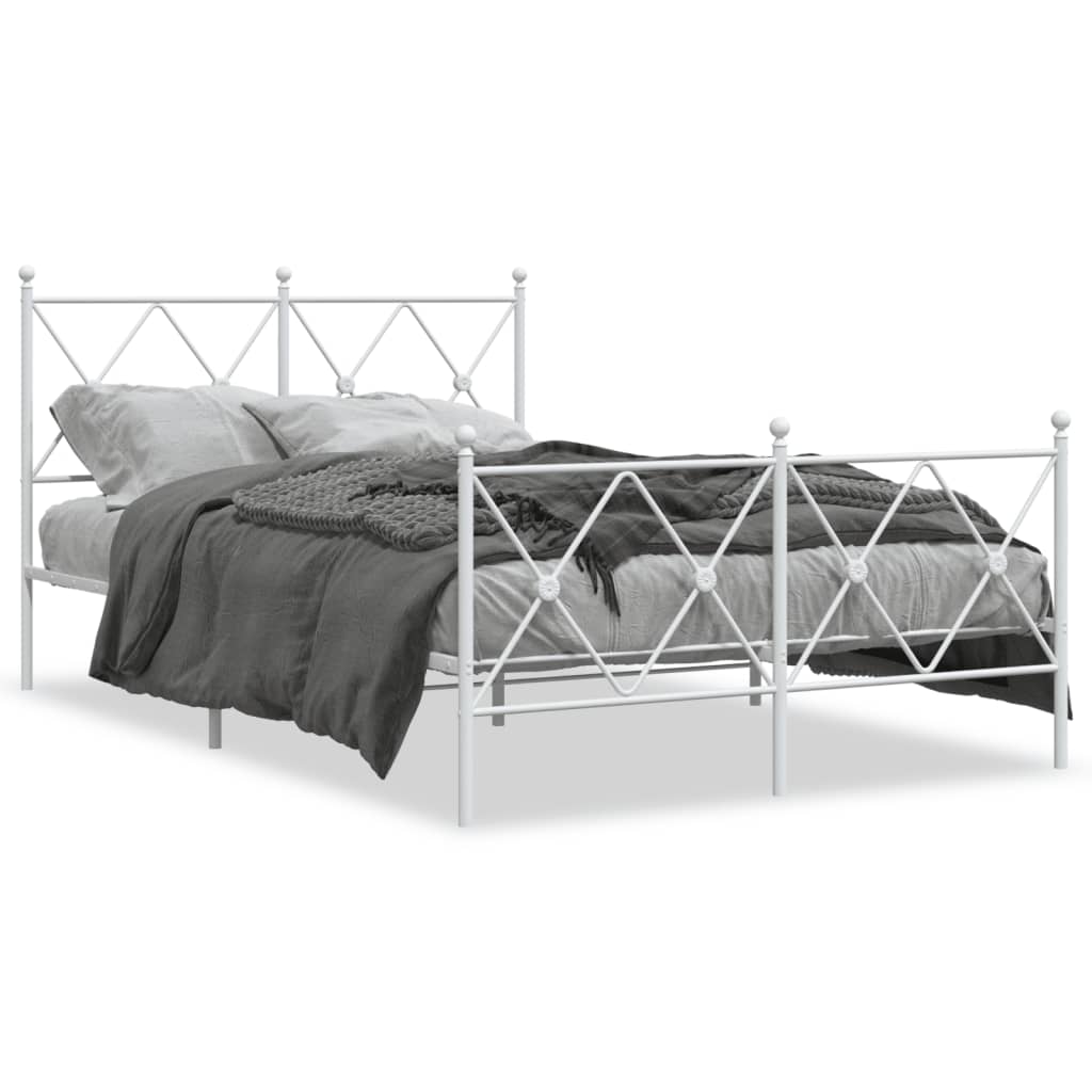 vidaXL Bedframe met hoofd- en voeteneinde metaal wit 120x200 cm, foto 3