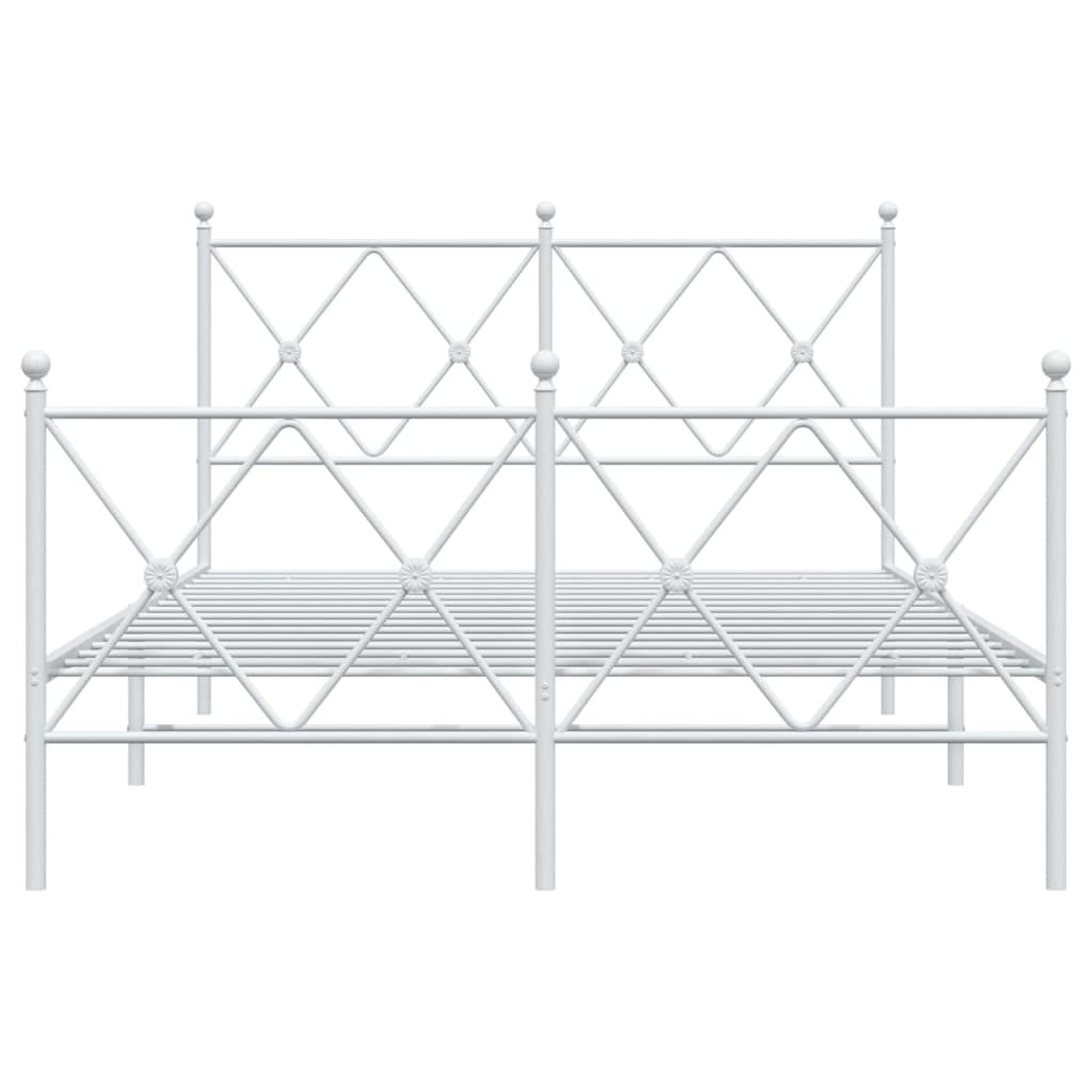 vidaXL Bedframe met hoofd- en voeteneinde metaal wit 120x200 cm, foto 4