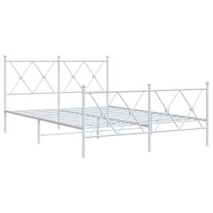 Kovový rám postele s hlavovým a nožním čelem bílý 137 x 190 cm - obrázek 3
