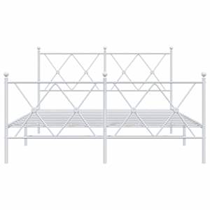 Kovový rám postele s hlavovým a nožním čelem bílý 137 x 190 cm - obrázek 4