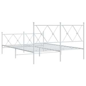 Kovový rám postele s hlavovým a nožním čelem bílý 137 x 190 cm - obrázek 6