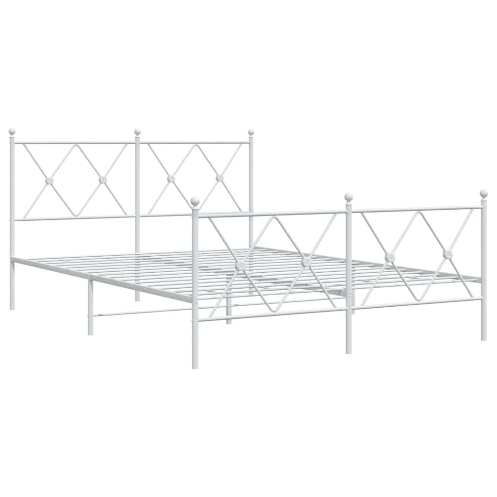 vidaXL Bedframe met hoofd- en voeteneinde metaal wit 140x190 cm afbeelding