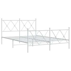 Kovový rám postele s hlavovým a nožním čelem bílý 140 x 190 cm - obrázek 3