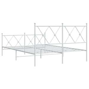 Kovový rám postele s hlavovým a nožním čelem bílý 140 x 190 cm - obrázek 6